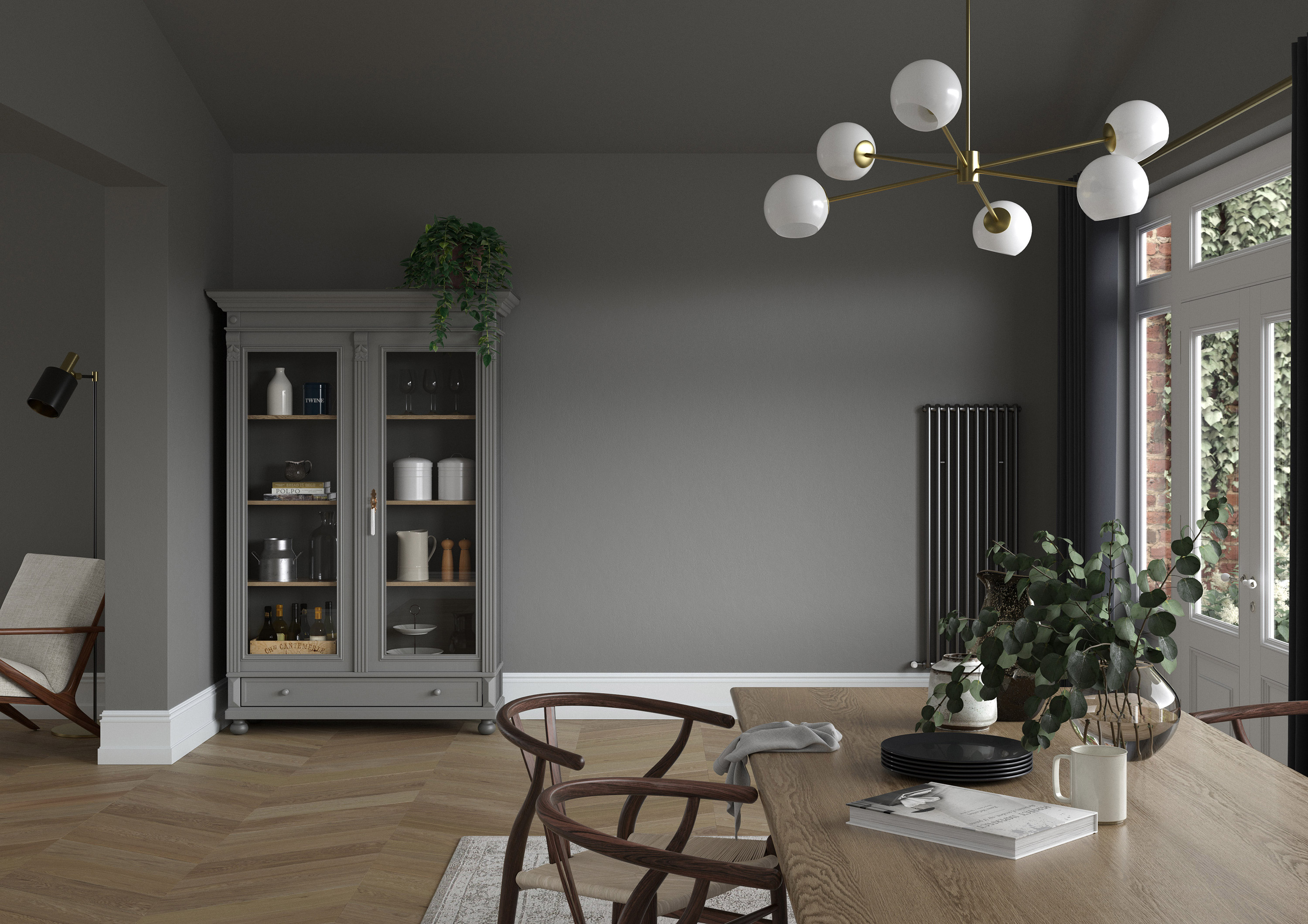 Diningroom   Wall   Lead Grey, Woodwork   Lead White, Ceiling   Lead Grey, Dresser   Lead Grey