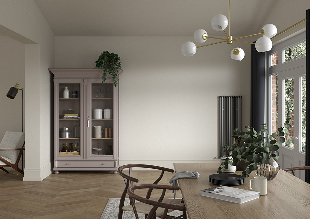 2mb Diningroom   Wall   Quartz Grey, Woodwork   Quartz Grey, Ceiling   Quartz Grey, Dresser   Terra Ombra