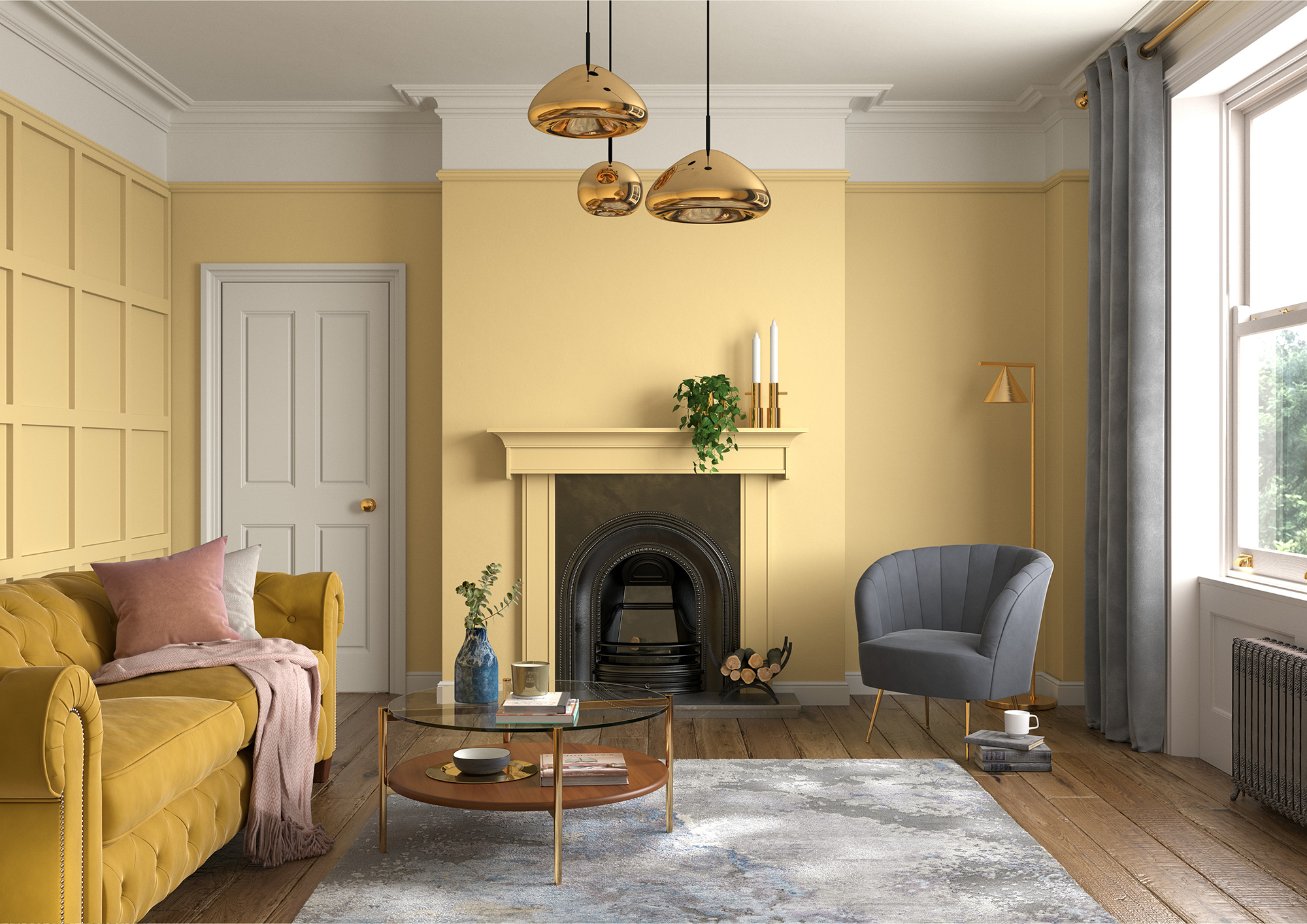 Dulux Heritage Butter Cup Living Room