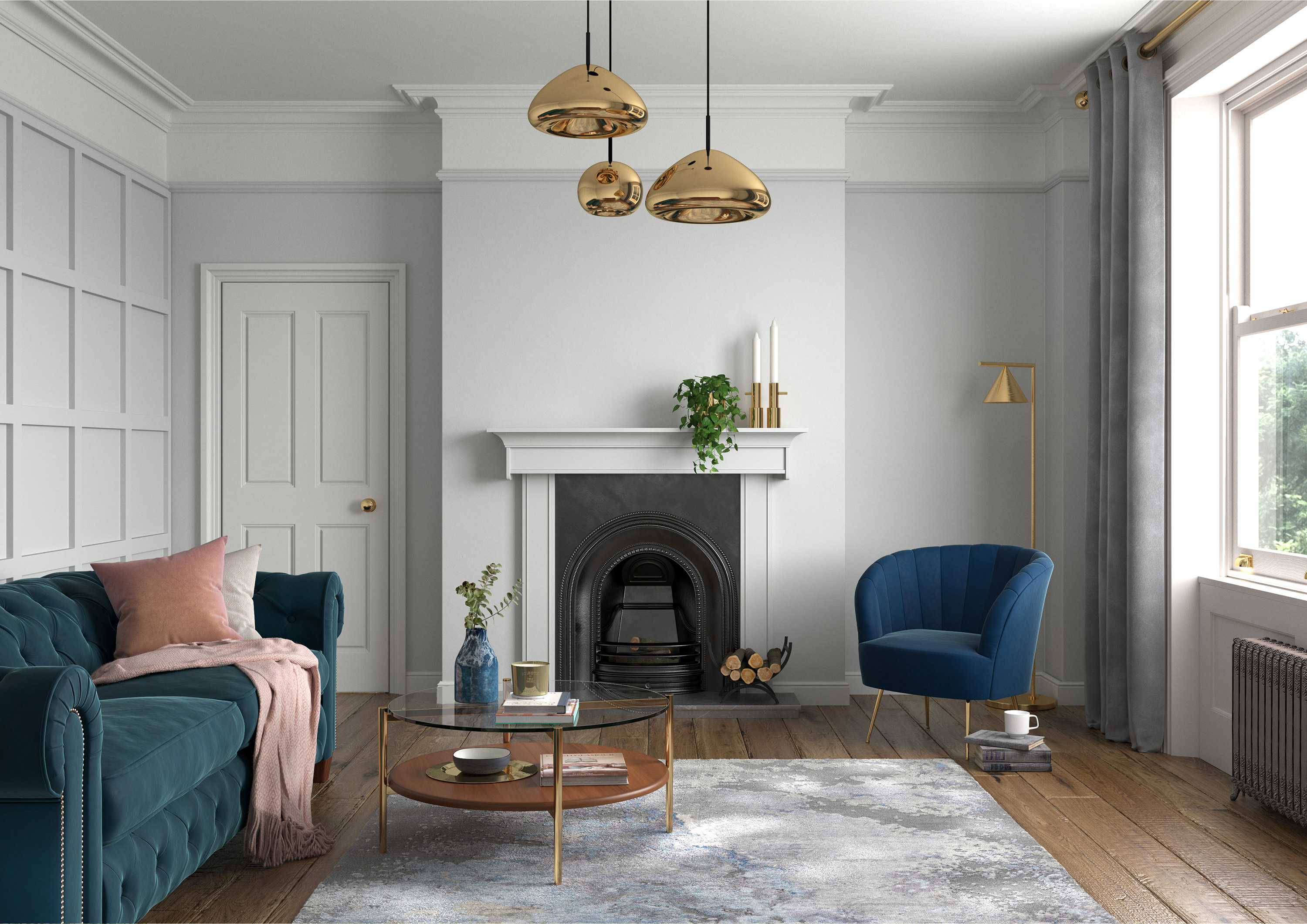 Living Room   Wall   Turtledove Grey, Woodwork   Indian White, Ceiling   Indian White