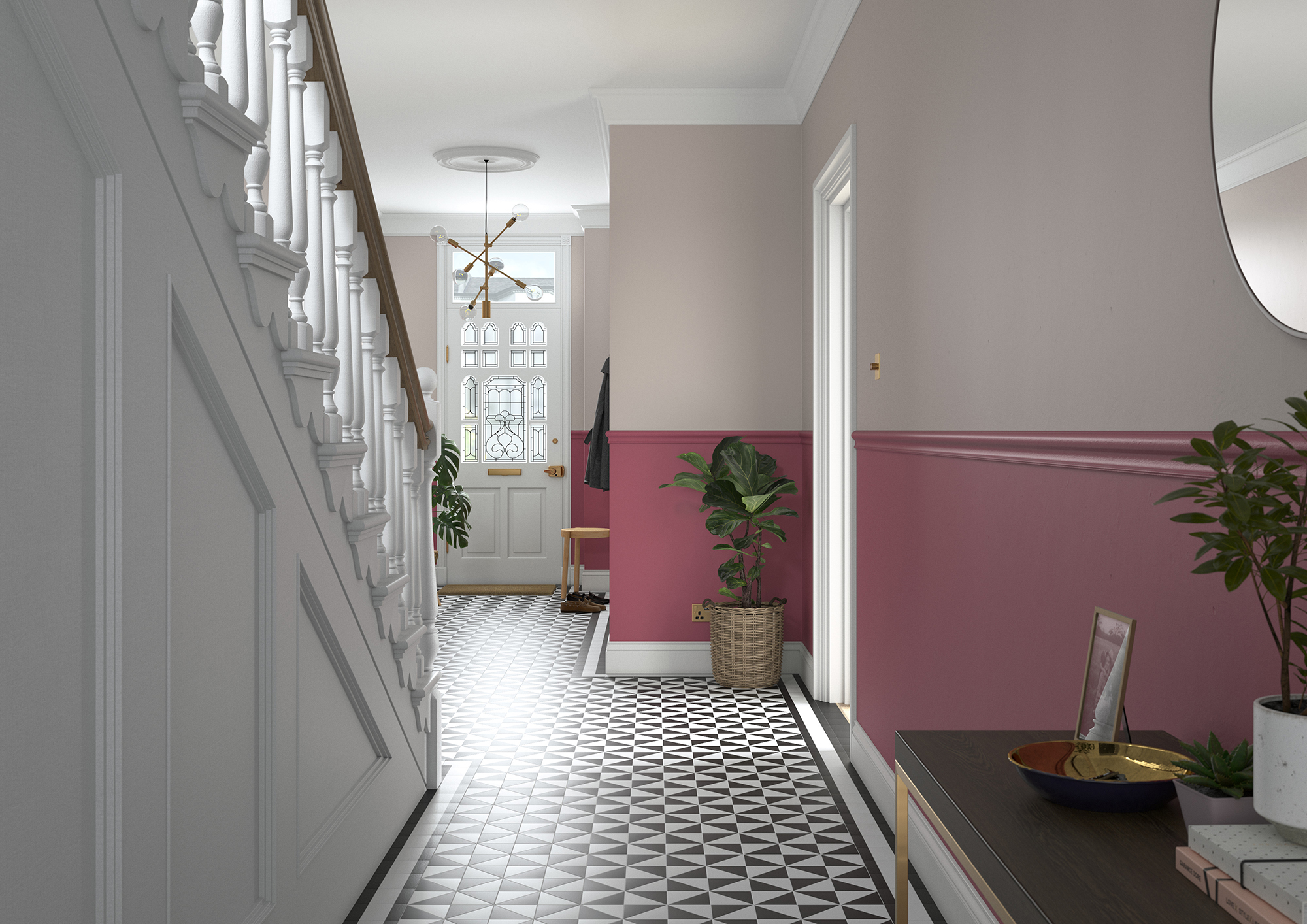 Dulux Heritage Fitzrovia Red Pumice Brown Marble White Wiltshire White Hallway