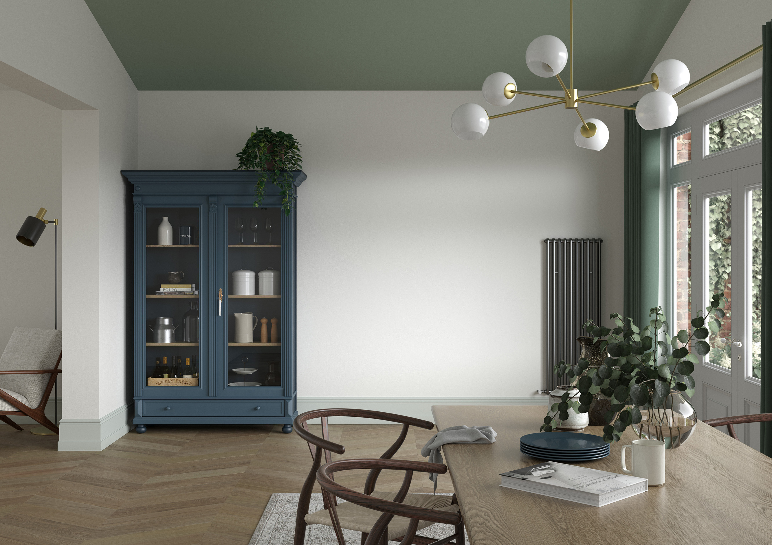 Diningroom   Wall   Wishbone White, Ceiling   Sage Green 2