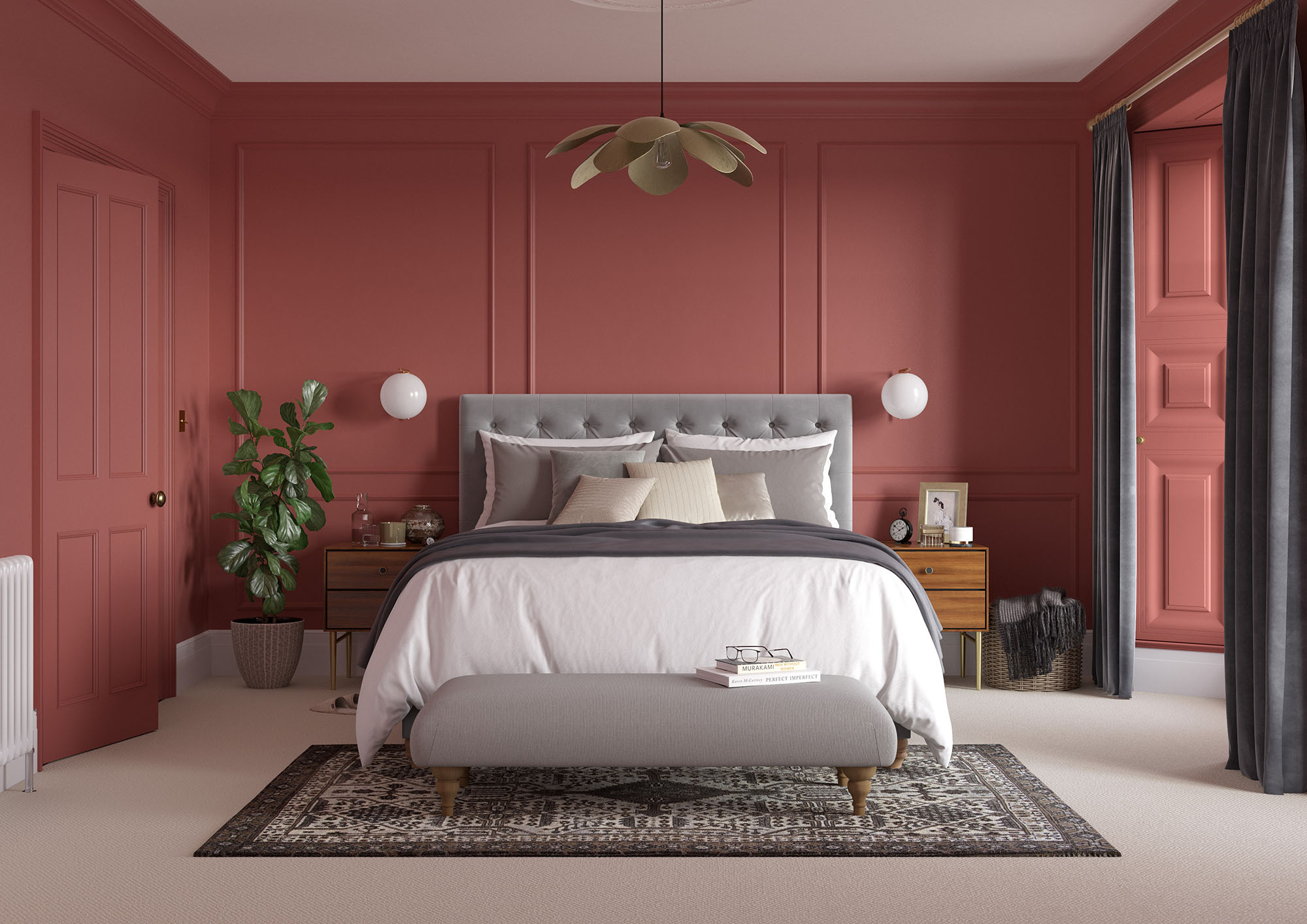 Red Ochre Bedroom Panelling