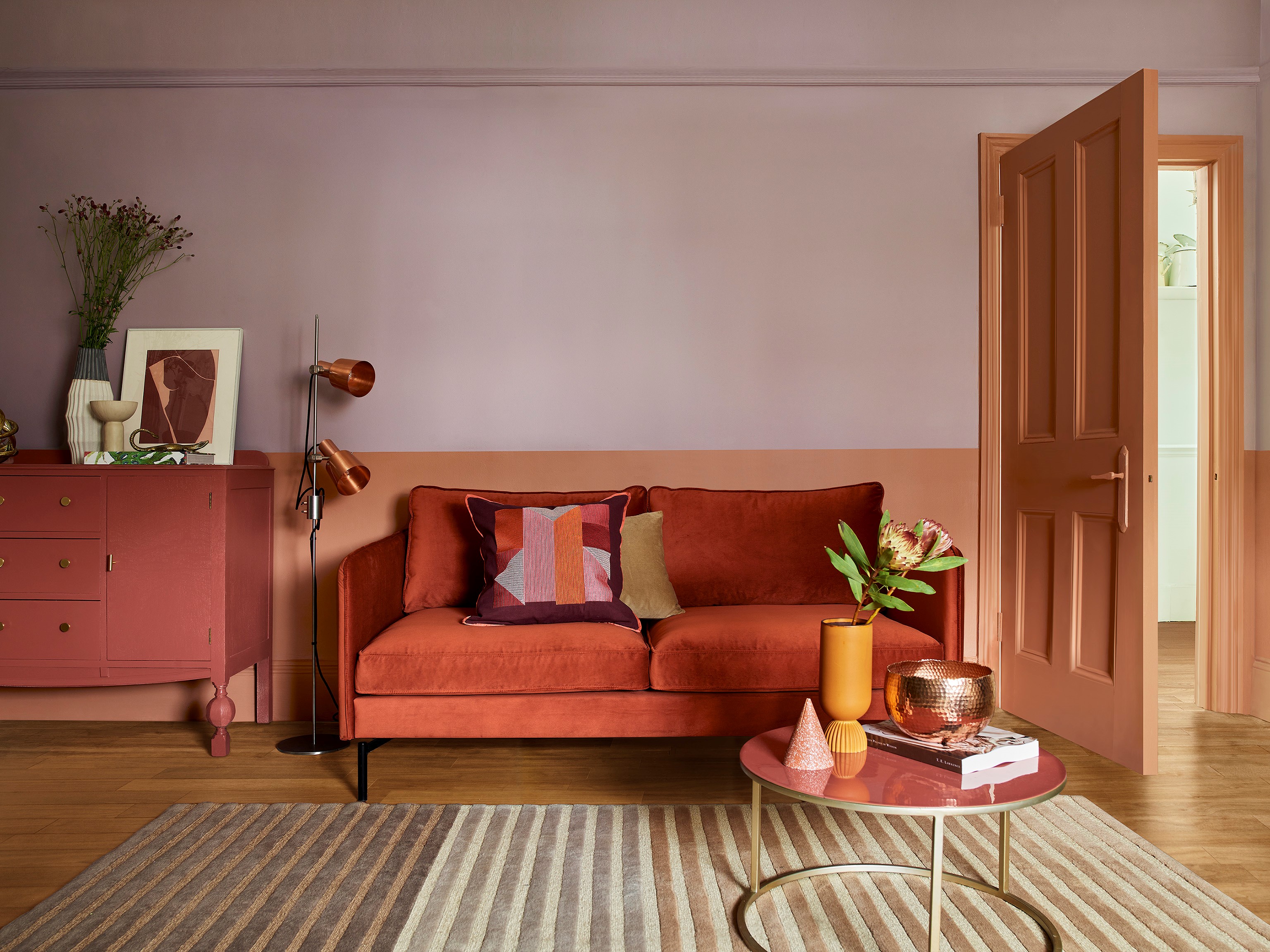 Heritage Living Room Dusted Heather, Red Sand, Red Ochre