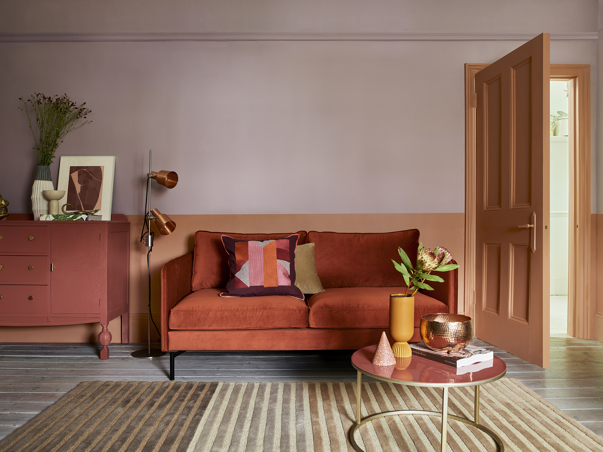 Hereitage Living Room Red Sand, Dusted Heather