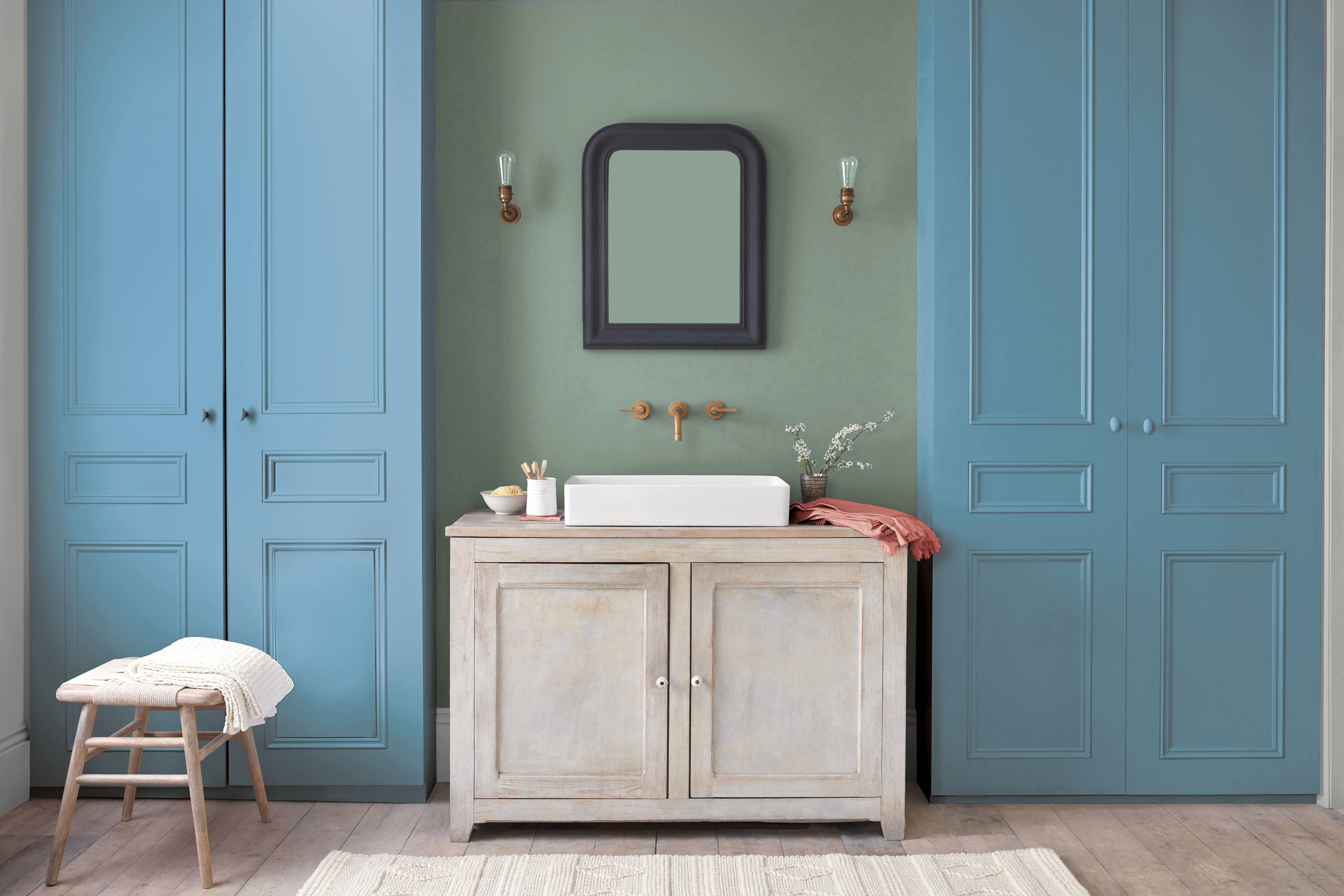 Dulux Heritage Sage Green Boathouse Blue Bathroom