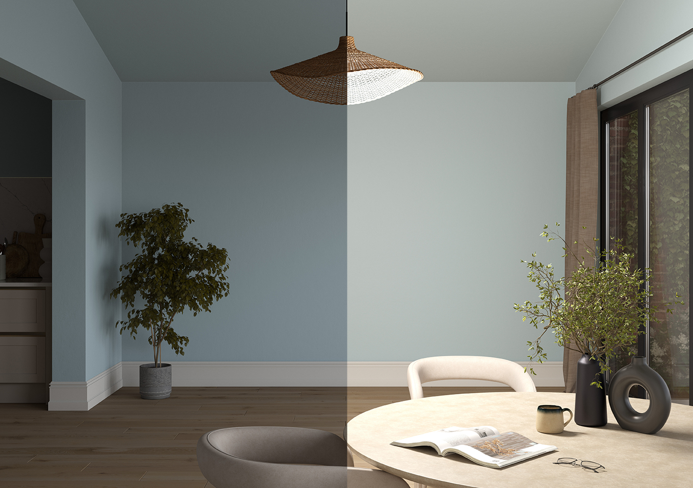 Copenhagen Blue at Sunset In North Facing Room